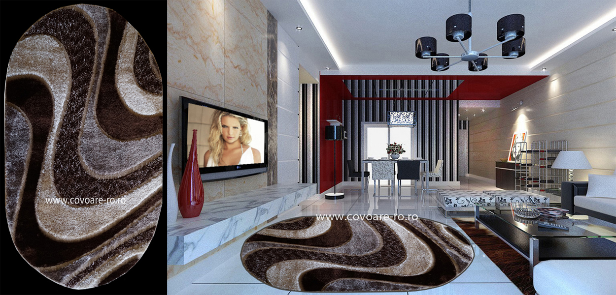 covor modern matase bej